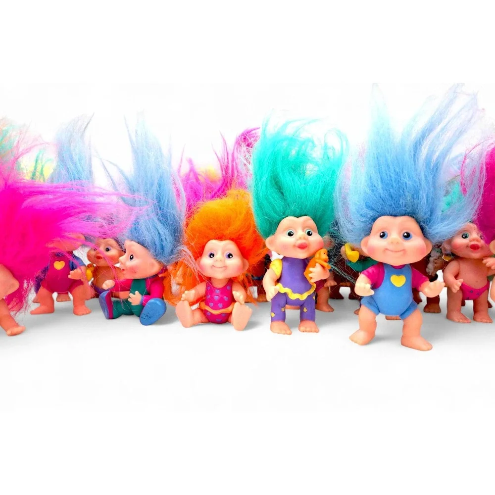 Lot of 25 Small Troll Dolls with Brightly Colored Hair Toy Figurines for‎ Kids